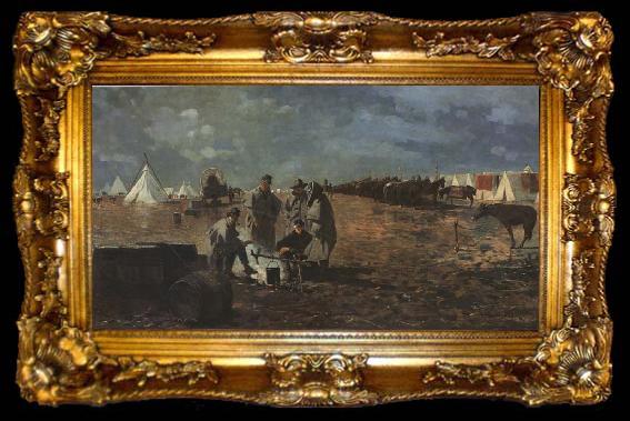 framed  Winslow Homer A Rainy Day in Camp (mk44), ta009-2